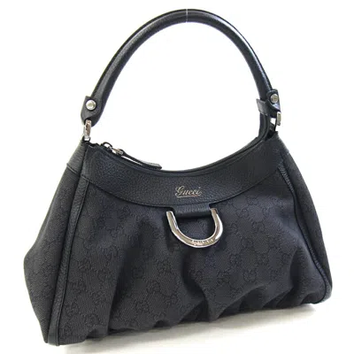 Pre-owned Gucci Abbey Black Canvas Leather Shoulder Bag ()