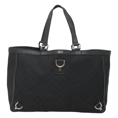 Pre-owned Gucci Abbey Black Canvas Tote Bag ()