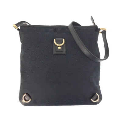 Pre-owned Gucci Abbey Black Gg Canvas Leather Messenger Bag Shoulder Bag ()