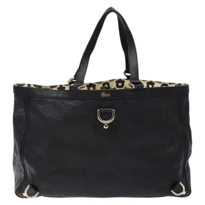 Pre-owned Gucci Abbey Black Leather Tote Bag ()
