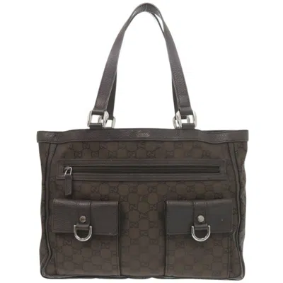 Pre-owned Gucci Abbey Brown Nylon Tote Bag ()