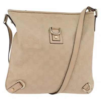 Pre-owned Gucci Abbey D-ring Messenger Bag Ssima Leather Beige Leather Shoulder Bag Bag () In Sand
