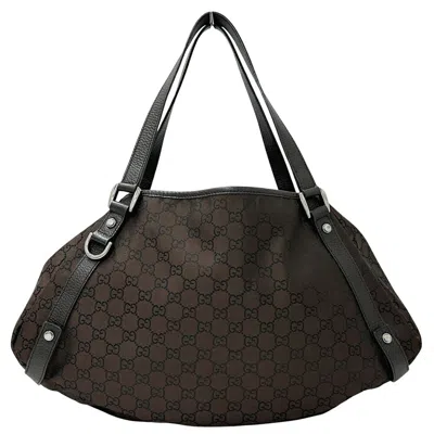 Pre-owned Gucci Abbey Dark Brown Nylon Shoulder Bag Tote Bag ()