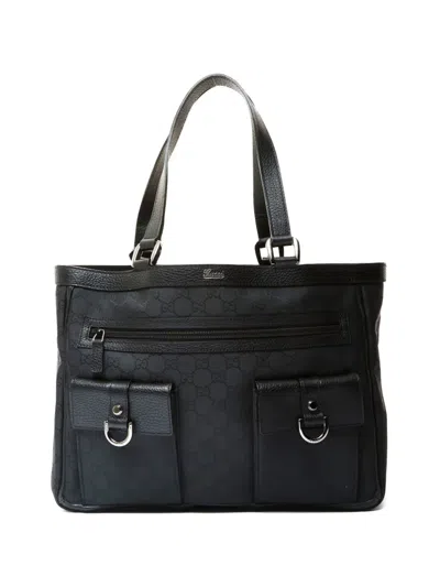 Pre-owned Gucci Abbey Gg-canvas Tote Bag In Black