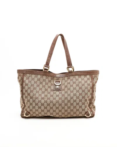 Gucci Abbey Gg Tote Bag In Brown
