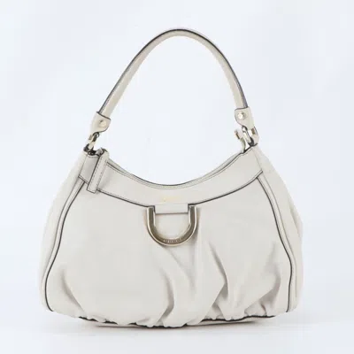 Pre-owned Gucci Abbey Ivory Leather Handbag Shoulder Bag () In White