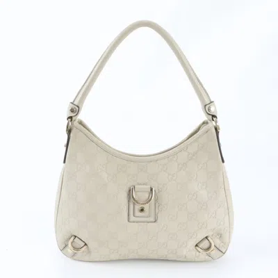 Pre-owned Gucci Abbey Ivory Leather Handbag Shoulder Bag () In White