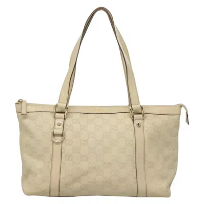 Pre-owned Gucci Abbey White Canvas, Leather Tote Bag ()