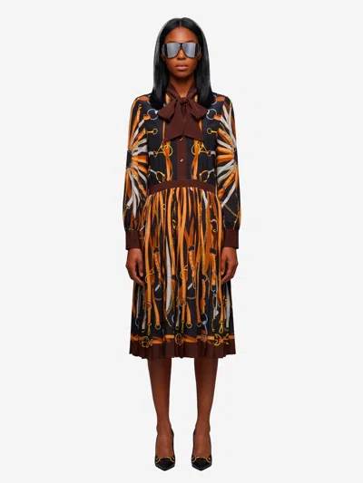 Gucci Abito Chemisier Midi Con Stampa Morsetto In Multi