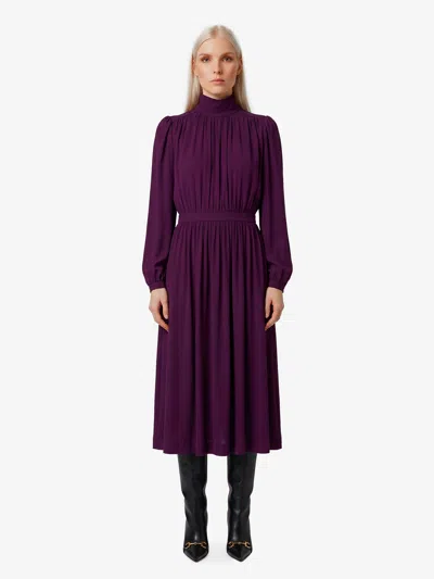 Gucci Abito Midi In Jerey Crepe Di Viscosa In Purple