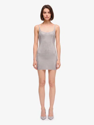 Gucci Abito Mini In Jersey Di Nylon Stretch Con Cristalli In Silver