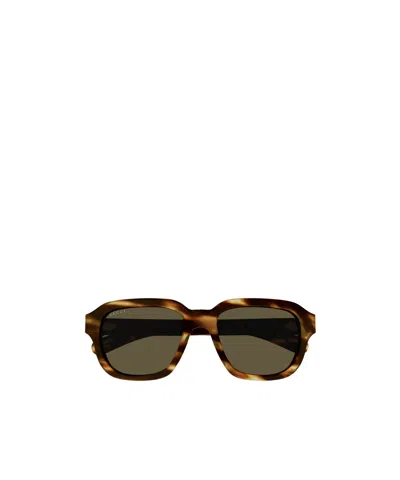 Gucci Abstract-effect Square-frame Sunglasses In Brown