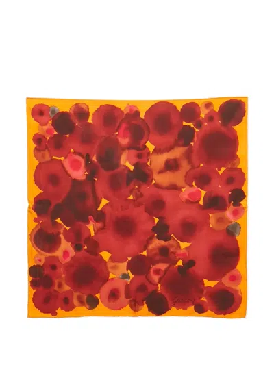 Pre-owned Gucci Abstract-print Silk Scarf In Orange