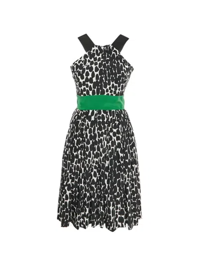 Pre-owned Gucci Abstract-print Midi Dress In Black