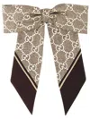 Gucci Gg Silk Jacquard Scrunchie In Beige
