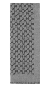 Gucci Scarf In Wool With Jacquard Gg Motif In Gray