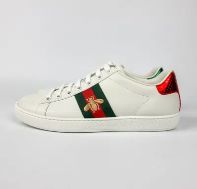 Pre-owned Gucci Ace Bee White Sneakers