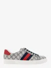 Gucci Gg Supreme Fabric Sneakers With Lateral Web Band In Beige