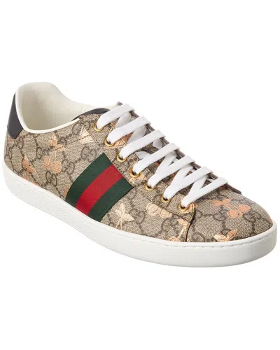Gucci Ace Gg Supreme Bee-print Monogrammed Sneakers In Beige