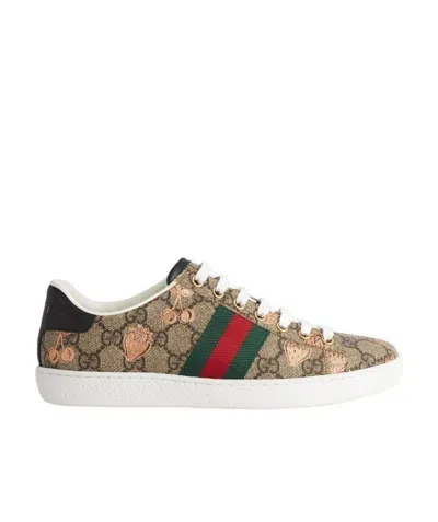 Gucci Ace Berry-print Sneakers In White