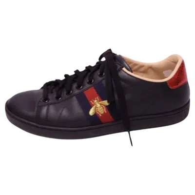 Pre-owned Gucci Ace Black Leather Sneakers - Eu 36.5