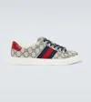 Gucci Gg Supreme Fabric Sneakers With Lateral Web Band In Beige