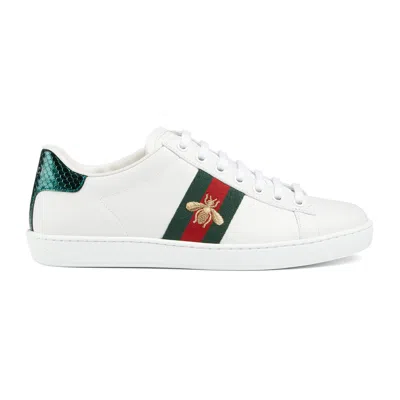 Gucci Ace Embroidered Leather Sneaker In White