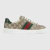 Gucci Ace Gg Supreme Metallic Watersnake-trimmed Logo-print Coated-canvas Sneakers In Beige