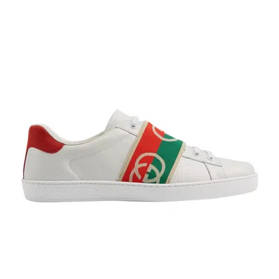 Pre-owned Gucci Ace Elastic Web 'interlocking G - White Red Green'