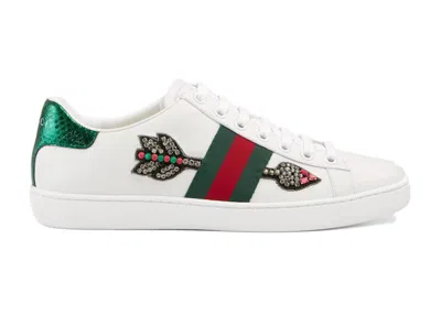 Pre-owned Gucci Ace Embroidered Arrow (women's) Sneakers In White