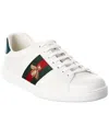 GUCCI GUCCI ACE EMBROIDERED BEE LEATHER SNEAKER