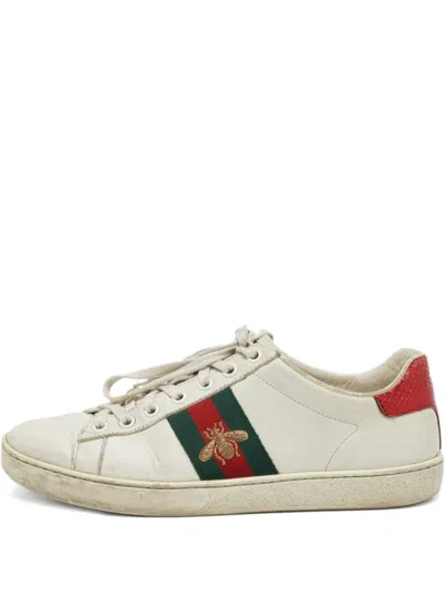 Pre-owned Gucci Ace Embroidered Bee Sneakers