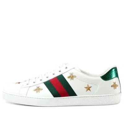 Gucci Ace Embroidered 'bees And Stars' In White