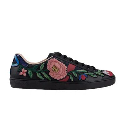 Pre-owned Gucci Ace Embroidered 'floral - Black' | Men's Size 8.5