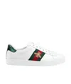 Gucci Mens Bianco Verd Ace Bee-embroidered Leather Low-top Trainers In White