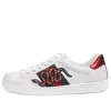 Gucci Ace Embroidered 'snake' In Red