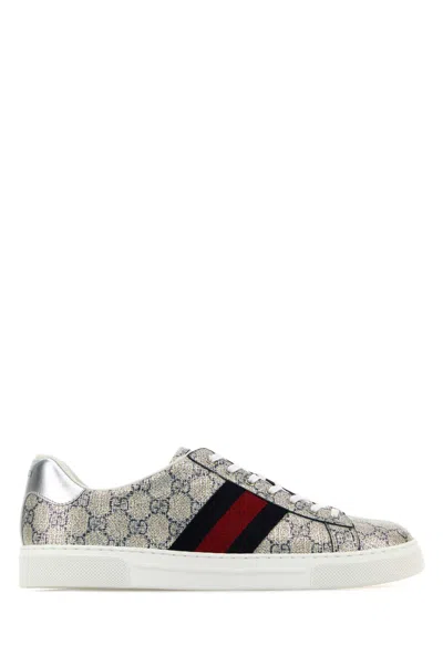 Gucci Ace Lurex Low-top Sneakers In Beige