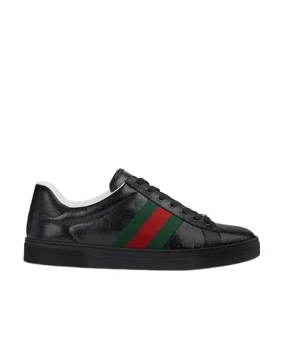 Gucci Ace Gg-crystal Canvas Sneakers In Black