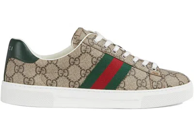 Pre-owned Gucci Ace Gg Crystal Canvas Web (women's) Sneakers In Beige/ebony