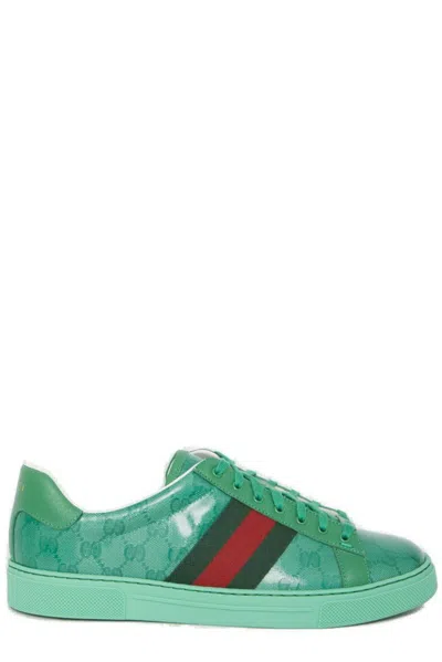 Gucci Ace Gg Embellished Sneakers In Green