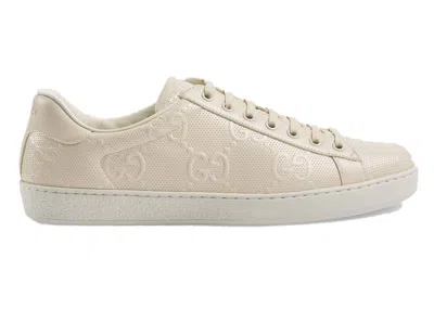 Pre-owned Gucci Ace Gg Embossed (women's) Sneakers In Cream