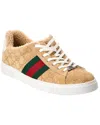 Gucci Men's Suede Ace Sneakers In Brown