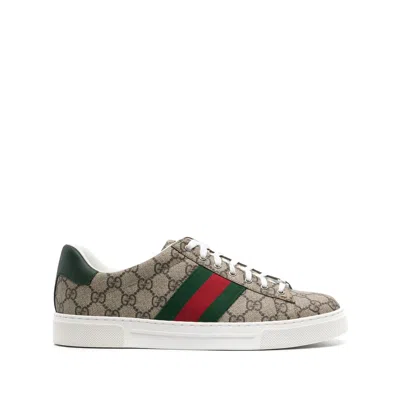Gucci Gg Supreme Fabric Ace Sneakers In Green
