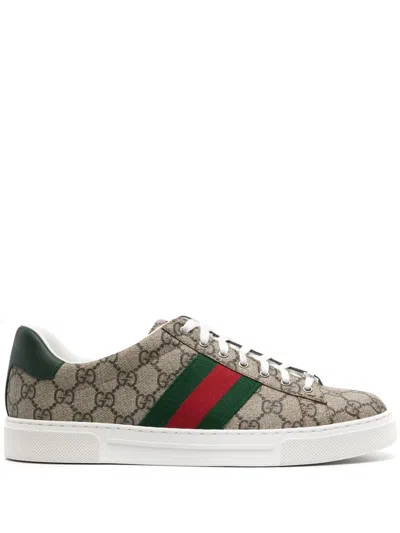 Gucci Men Ace Supreme Gg Fabric Low-top Sneakers In Multi