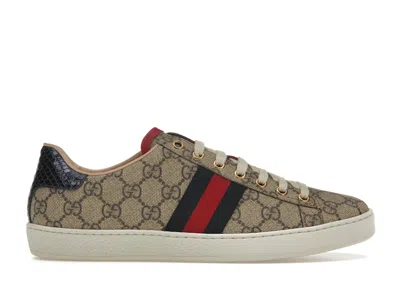 Pre-owned Gucci Ace Gg Supreme Navy (women's) Sneakers In Brown