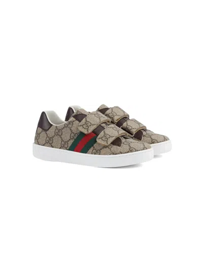 Gucci Kids' Ace Gg Supreme Sneakers In Multi