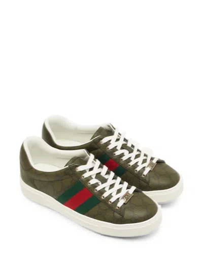 Pre-owned Gucci Ace Gg Supreme Sneakers In Green