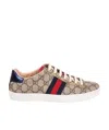 Gucci Ace Gg Supreme Metallic Watersnake-trimmed Logo-print Coated-canvas Sneakers In Multicolor