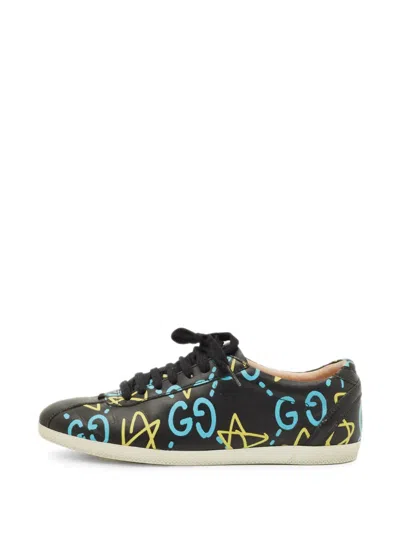 Pre-owned Gucci Ace Ghost Leather Sneakers In Black