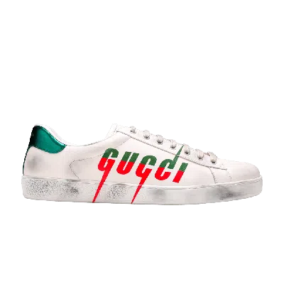 Pre-owned Gucci Ace ' Blade - Distressed White'